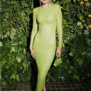 Self-Portrait Lime Green Long Sleeve Dress